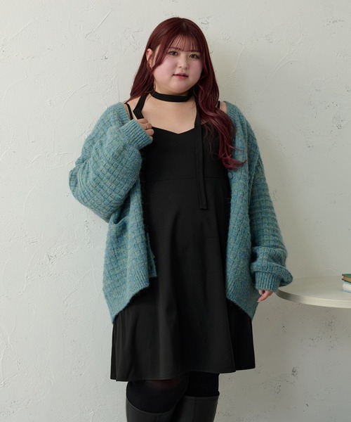 Louiosy(ルオシー)の「【大きいサイズ】チョーカー付きキャミソールミニワンピース(ワンピース・レディース・ブラック/グリーン系その他/グレイッシュベージュ・X-LARGE/3L/4L)」の10枚目の写真