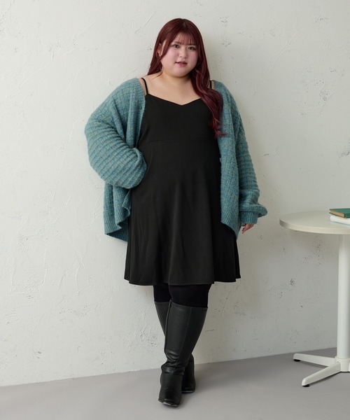 Louiosy(ルオシー)の「【大きいサイズ】チョーカー付きキャミソールミニワンピース(ワンピース・レディース・ブラック/グリーン系その他/グレイッシュベージュ・X-LARGE/3L/4L)」の19枚目の写真