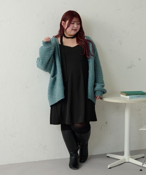 Louiosy(ルオシー)の「【大きいサイズ】チョーカー付きキャミソールミニワンピース(ワンピース・レディース・ブラック/グリーン系その他/グレイッシュベージュ・X-LARGE/3L/4L)」の12枚目の写真