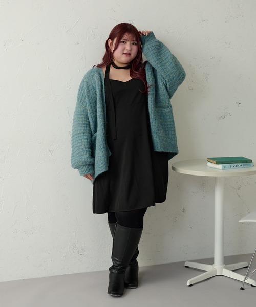 Louiosy(ルオシー)の「【大きいサイズ】チョーカー付きキャミソールミニワンピース(ワンピース・レディース・ブラック/グリーン系その他/グレイッシュベージュ・X-LARGE/3L/4L)」の13枚目の写真