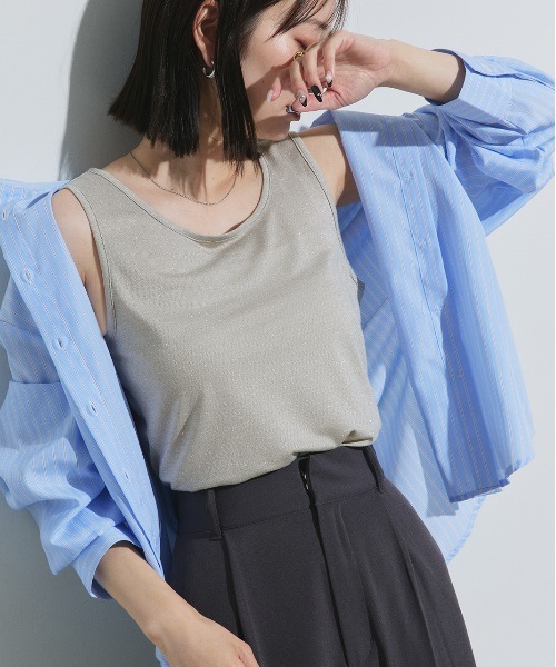 ad thie（アドティエ）の「2WAYラメ タンクトップ（タンクトップ・レディース・グレイッシュベージュ/ブラウン/グレー・LARGE/MEDIUM）」の16枚目の写真