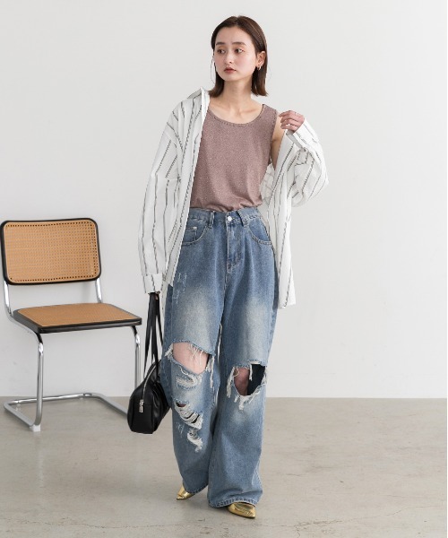 ad thie（アドティエ）の「2WAYラメ タンクトップ（タンクトップ・レディース・グレイッシュベージュ/ブラウン/グレー・LARGE/MEDIUM）」の12枚目の写真