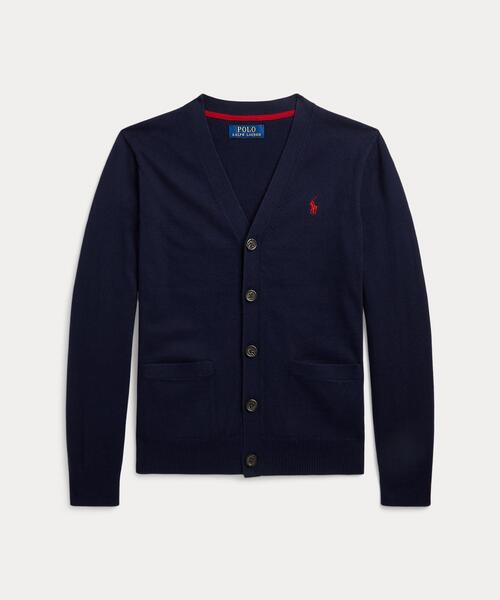 POLO RALPH LAUREN CHILDRENSWEAR(ポロ ラルフ ローレン チルドレンズウェア)の「コットン Vネック カーディガン(カーディガン/ボレロ・キッズ・ネイビー系1・XL/M/L/S)」の1枚目の写真