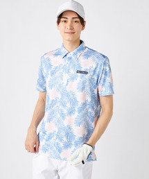 ワッフルメッシュ リーフ柄 半袖シャツ