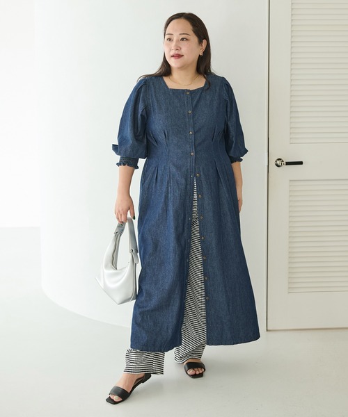 LAVEANGE ワンピース デニムウエストタックワンピース