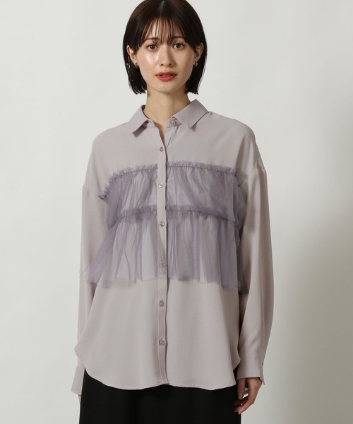 LAKOLE(ラコレ)の「チュールドッキングシャツ長袖 / 291761(シャツ/ブラウス・レディース・ブルー/ブラック/アイボリー/グレー・MEDIUM/LARGE)」の14枚目の写真