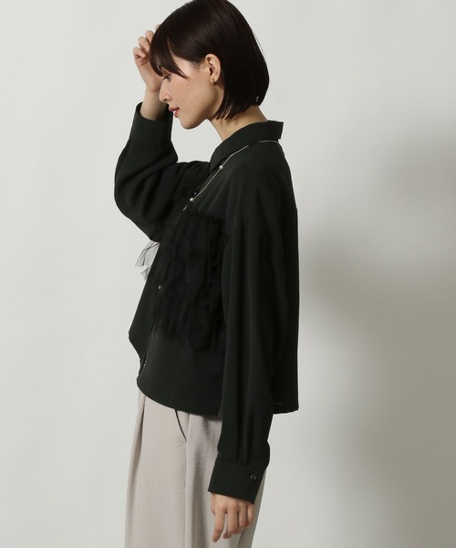 LAKOLE(ラコレ)の「チュールドッキングシャツ長袖 / 291761(シャツ/ブラウス・レディース・ブルー/ブラック/アイボリー/グレー・MEDIUM/LARGE)」の6枚目の写真