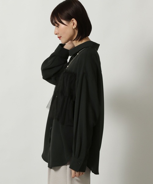 LAKOLE(ラコレ)の「チュールドッキングシャツ長袖 / 291761(シャツ/ブラウス・レディース・ブルー/ブラック/アイボリー/グレー・MEDIUM/LARGE)」の9枚目の写真