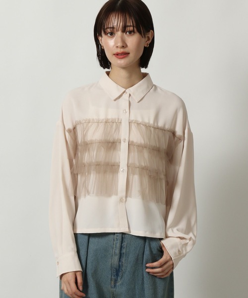 LAKOLE(ラコレ)の「チュールドッキングシャツ長袖 / 291761(シャツ/ブラウス・レディース・ブルー/ブラック/アイボリー/グレー・MEDIUM/LARGE)」の16枚目の写真