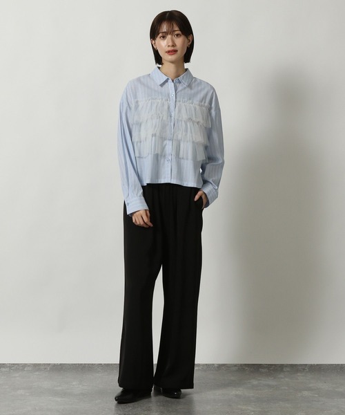 LAKOLE(ラコレ)の「チュールドッキングシャツ長袖 / 291761(シャツ/ブラウス・レディース・ブルー/ブラック/アイボリー/グレー・MEDIUM/LARGE)」の18枚目の写真