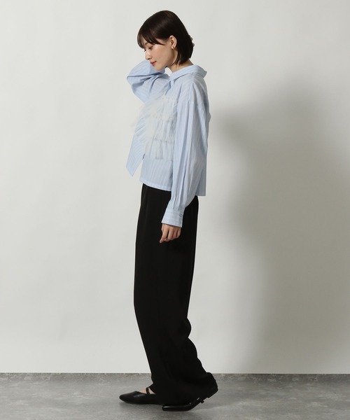 LAKOLE(ラコレ)の「チュールドッキングシャツ長袖 / 291761(シャツ/ブラウス・レディース・ブルー/ブラック/アイボリー/グレー・MEDIUM/LARGE)」の19枚目の写真