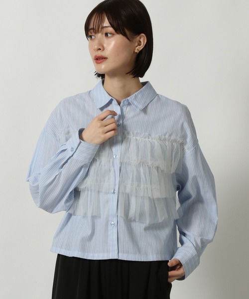 LAKOLE(ラコレ)の「チュールドッキングシャツ長袖 / 291761(シャツ/ブラウス・レディース・ブルー/ブラック/アイボリー/グレー・MEDIUM/LARGE)」の21枚目の写真