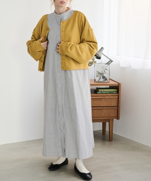 Crisp（クリスプ）の「カットオフスウェットカーディガン（スウェット・レディース・イエロー/ピンク・FREE）」の4枚目の写真