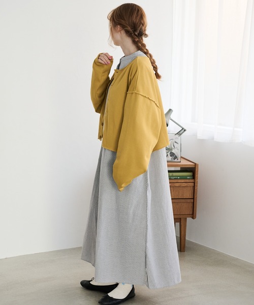 Crisp（クリスプ）の「カットオフスウェットカーディガン（スウェット・レディース・イエロー/ピンク・FREE）」の5枚目の写真