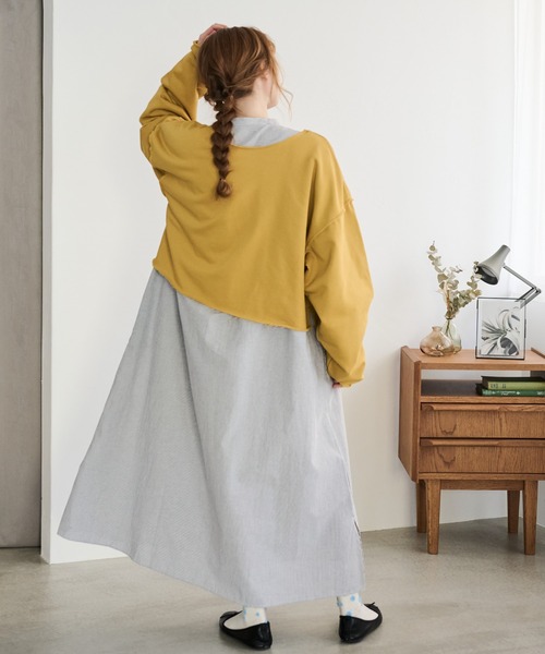 Crisp（クリスプ）の「カットオフスウェットカーディガン（スウェット・レディース・イエロー/ピンク・FREE）」の7枚目の写真