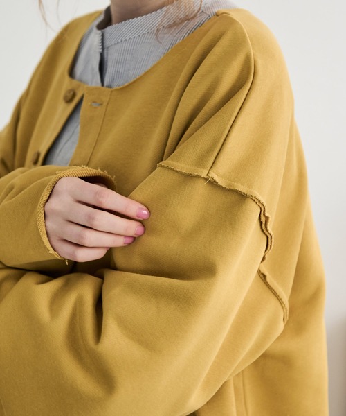 Crisp（クリスプ）の「カットオフスウェットカーディガン（スウェット・レディース・イエロー/ピンク・FREE）」の10枚目の写真