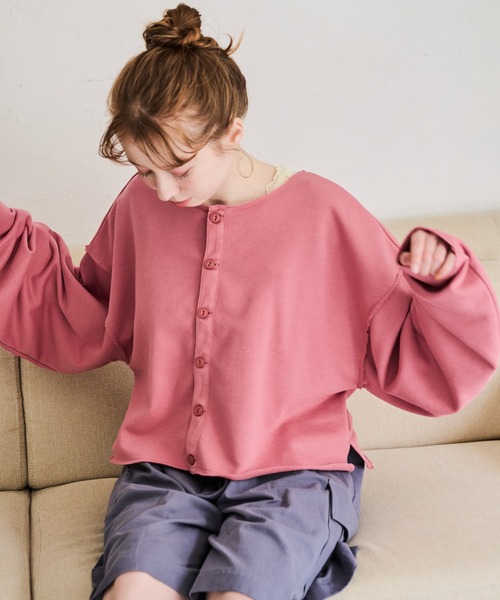 Crisp（クリスプ）の「カットオフスウェットカーディガン（スウェット・レディース・イエロー/ピンク・FREE）」の12枚目の写真