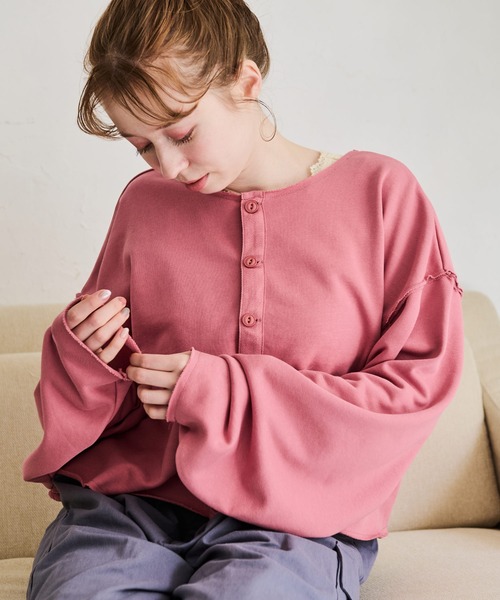 Crisp（クリスプ）の「カットオフスウェットカーディガン（スウェット・レディース・イエロー/ピンク・FREE）」の14枚目の写真