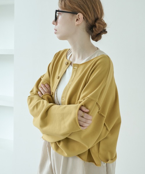 Crisp（クリスプ）の「カットオフスウェットカーディガン（スウェット・レディース・イエロー/ピンク・FREE）」の18枚目の写真