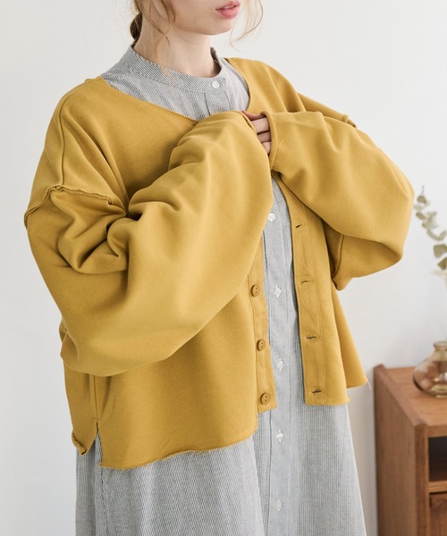 Crisp（クリスプ）の「カットオフスウェットカーディガン（スウェット・レディース・イエロー/ピンク・FREE）」の22枚目の写真