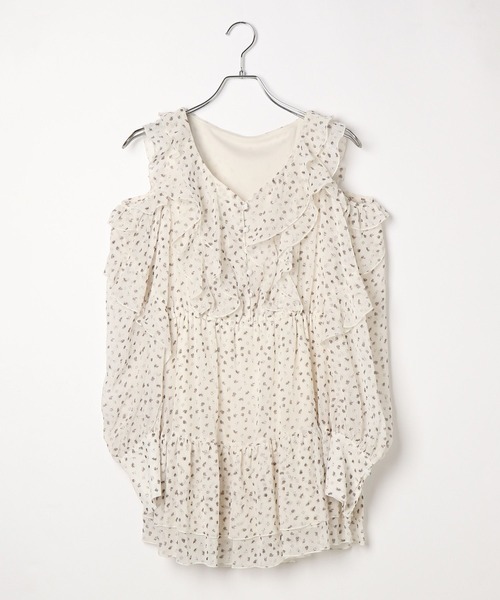 セール】ショルダーカットフレアミニワンピース 325863