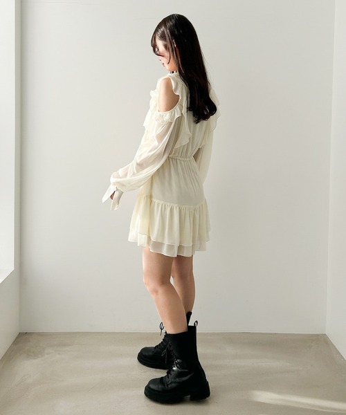 Heather(ヘザー)の「ショルダーカットフレアミニワンピース 325863(ワンピース・レディース・ブラック系その他/アイボリー/ホワイト系その他・FREE)」の15枚目の写真