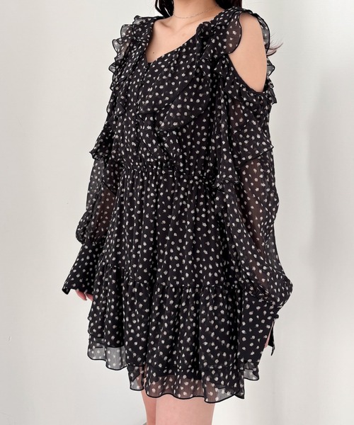 Heather(ヘザー)の「ショルダーカットフレアミニワンピース 325863(ワンピース・レディース・ブラック系その他/アイボリー/ホワイト系その他・FREE)」の4枚目の写真