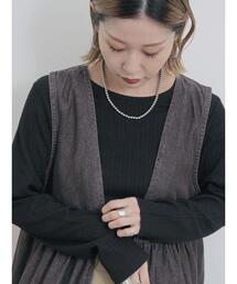 Samansa Mos2 blue | ふくれジャカードリブロンT(Tシャツ/カットソー)