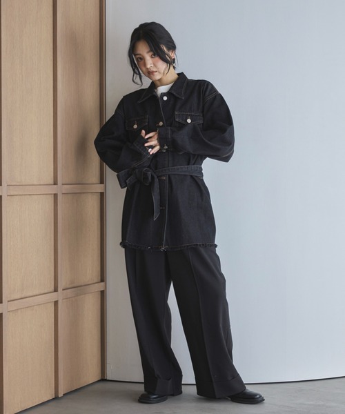 feepur（フェピュール）の「ロールアップワイドスラックス（スラックス・レディース・ブラック/チャコールグレー/ブラウン・SMALL/MEDIUM/LARGE）」の22枚目の写真