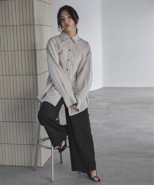 feepur（フェピュール）の「ロールアップワイドスラックス（スラックス・レディース・ブラック/チャコールグレー/ブラウン・SMALL/MEDIUM/LARGE）」の6枚目の写真