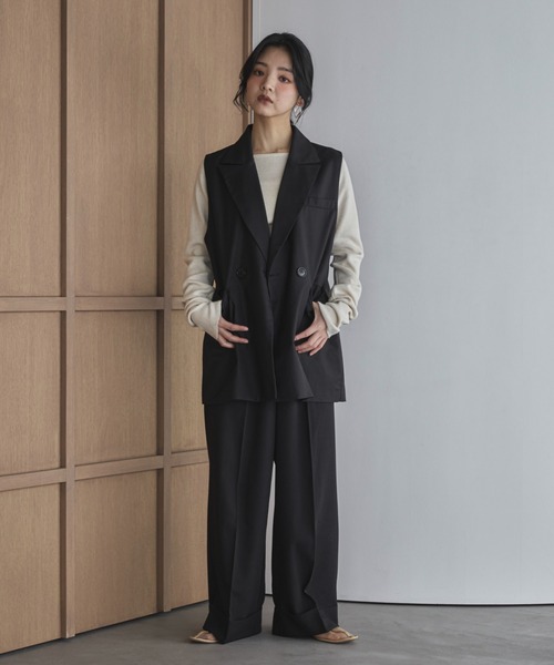 feepur（フェピュール）の「ロールアップワイドスラックス（スラックス・レディース・ブラック/チャコールグレー/ブラウン・SMALL/MEDIUM/LARGE）」の7枚目の写真