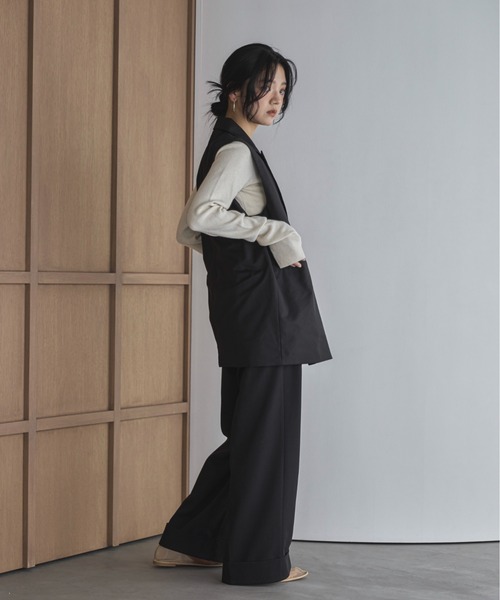 feepur（フェピュール）の「ロールアップワイドスラックス（スラックス・レディース・ブラック/チャコールグレー/ブラウン・SMALL/MEDIUM/LARGE）」の8枚目の写真