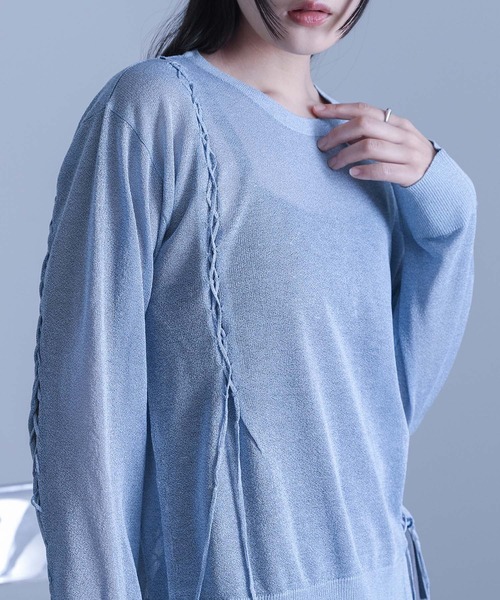 kOhAKU（コハク）の「『レースアップシアーニット』（ニット/セーター・レディース・ブラック/ブルー・2/1）」の12枚目の写真