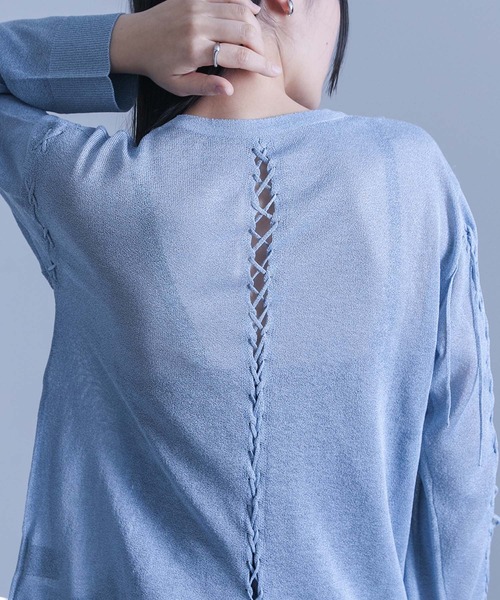 kOhAKU（コハク）の「『レースアップシアーニット』（ニット/セーター・レディース・ブラック/ブルー・2/1）」の16枚目の写真