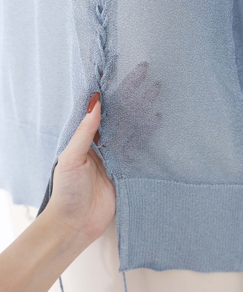 kOhAKU（コハク）の「『レースアップシアーニット』（ニット/セーター・レディース・ブラック/ブルー・2/1）」の17枚目の写真