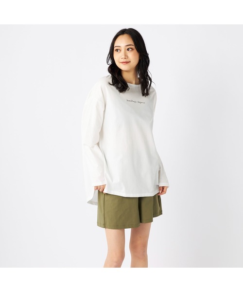 Ocean Pacific（オーシャンパシフィック）の「Ocean Pacific オーシャンパシフィック ブランド ロゴ バック タック入り UVカット 長袖 Tシャツ ロンT ラッシュガード（Tシャツ/カットソー・レディース・ベージュ/ブルー/グレー/ホワイト・M/L/LL）」の2枚目の写真