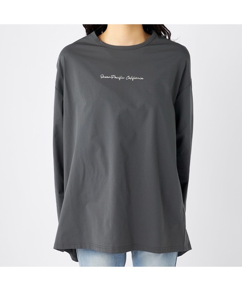 Ocean Pacific（オーシャンパシフィック）の「Ocean Pacific オーシャンパシフィック ブランド ロゴ バック タック入り UVカット 長袖 Tシャツ ロンT ラッシュガード（Tシャツ/カットソー・レディース・ベージュ/ブルー/グレー/ホワイト・M/L/LL）」の6枚目の写真