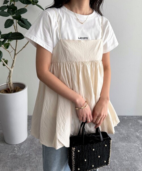 fredy emue（フレディエミュ）の「バルーンチュニックキャミブラウス（キャミソール・レディース・ブラック/アイボリー・38）」の3枚目の写真