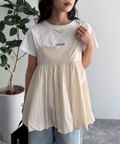 fredy emue（フレディエミュ）の「バルーンチュニックキャミブラウス（キャミソール・レディース・ブラック/アイボリー・38）」の4枚目の写真