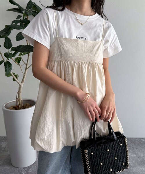 fredy emue（フレディエミュ）の「バルーンチュニックキャミブラウス（キャミソール・レディース・ブラック/アイボリー・38）」の5枚目の写真