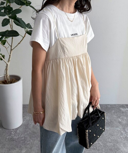 fredy emue（フレディエミュ）の「バルーンチュニックキャミブラウス（キャミソール・レディース・ブラック/アイボリー・38）」の6枚目の写真