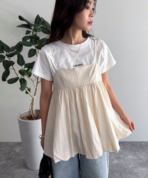 fredy emue（フレディエミュ）の「バルーンチュニックキャミブラウス（キャミソール・レディース・ブラック/アイボリー・38）」の7枚目の写真