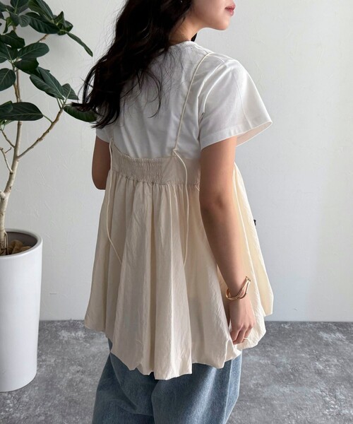 fredy emue（フレディエミュ）の「バルーンチュニックキャミブラウス（キャミソール・レディース・ブラック/アイボリー・38）」の11枚目の写真