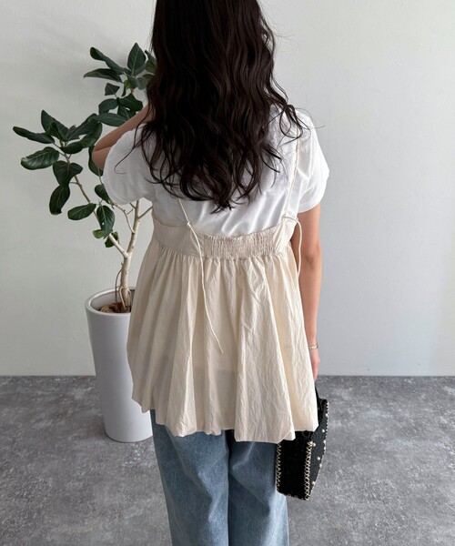 fredy emue（フレディエミュ）の「バルーンチュニックキャミブラウス（キャミソール・レディース・ブラック/アイボリー・38）」の12枚目の写真