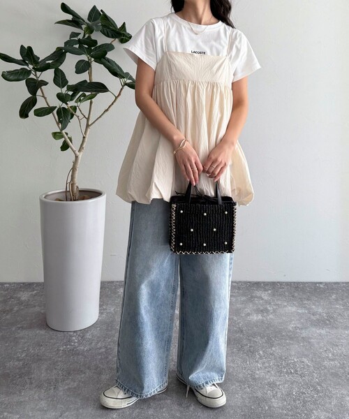 fredy emue（フレディエミュ）の「バルーンチュニックキャミブラウス（キャミソール・レディース・ブラック/アイボリー・38）」の14枚目の写真