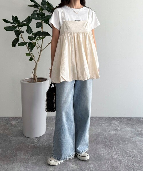 fredy emue（フレディエミュ）の「バルーンチュニックキャミブラウス（キャミソール・レディース・ブラック/アイボリー・38）」の15枚目の写真