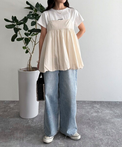 fredy emue（フレディエミュ）の「バルーンチュニックキャミブラウス（キャミソール・レディース・ブラック/アイボリー・38）」の16枚目の写真