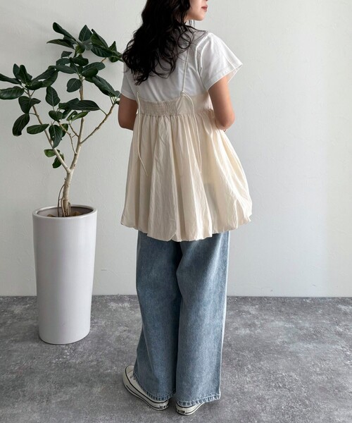 fredy emue（フレディエミュ）の「バルーンチュニックキャミブラウス（キャミソール・レディース・ブラック/アイボリー・38）」の18枚目の写真