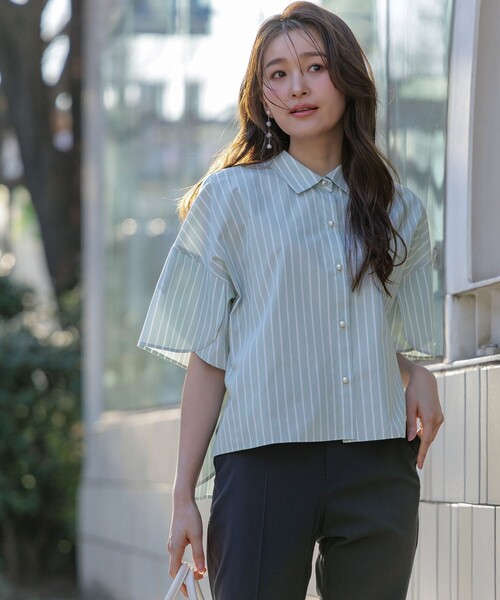 ANY SIS(エニィスィス)の「【洗える】ペタルスリーブ シャツ(シャツ/ブラウス・レディース・スカイブルー系1/ライトグリーン系1/ピンク系1/ホワイト系1・2)」の3枚目の写真