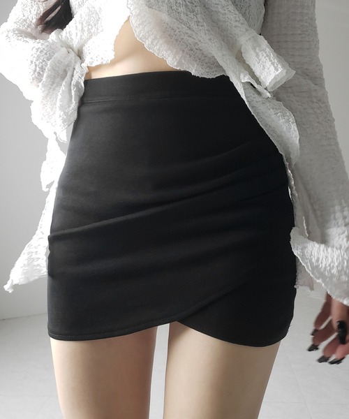 新品未使用♡ダブルウエストタックミニスコート セール】【 2color ／ インパン裏地付 】サイドタックギャザー